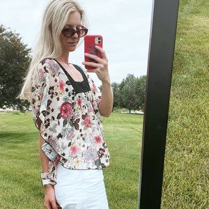 Lux Urban Outfitters Floral Butterfly Top. Sz M